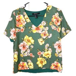 Forever 21 Floral Green Top
